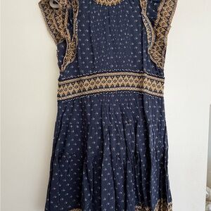 Sea New York Navy and Gold Printed Mini Dress